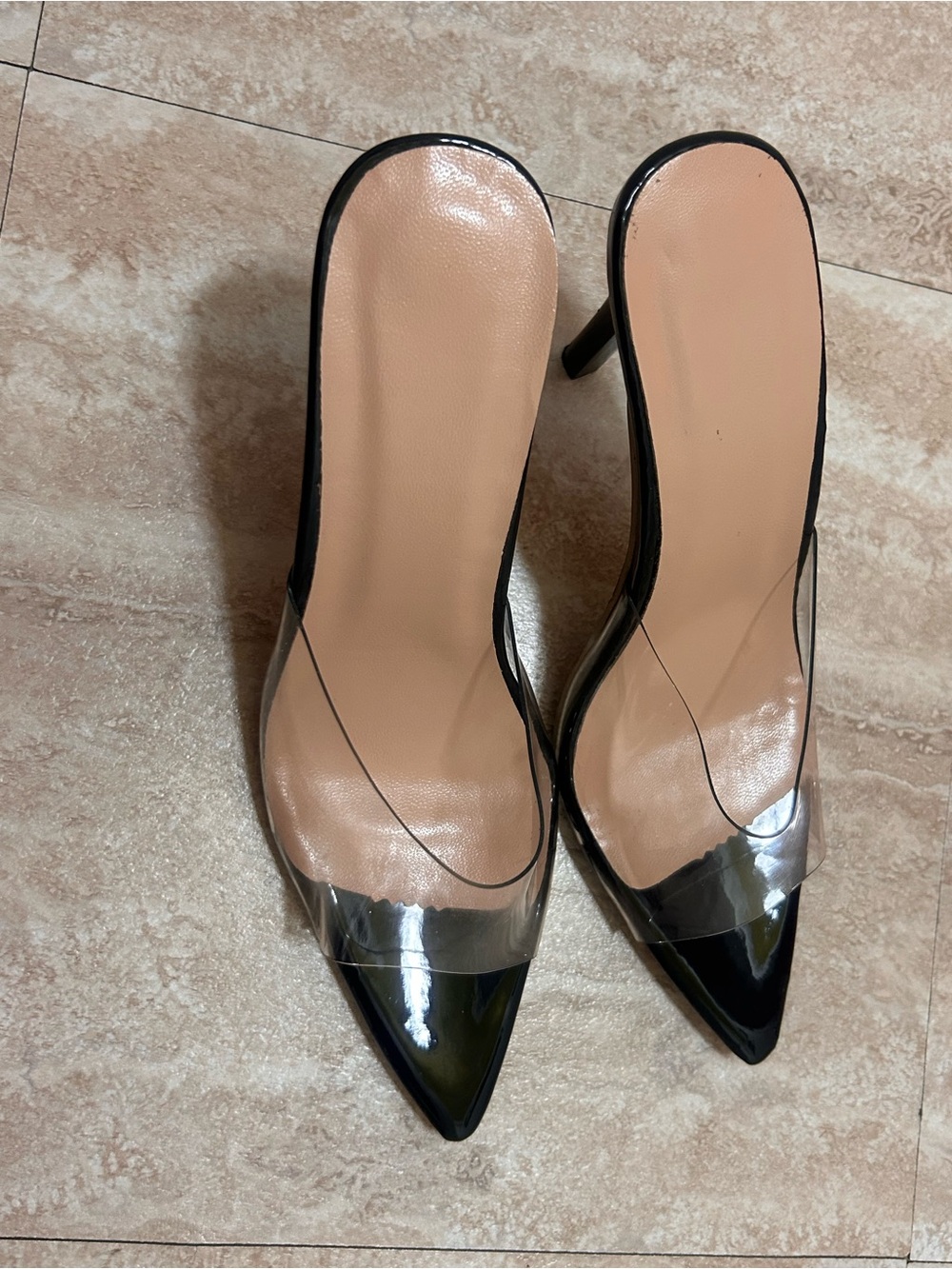 Black & clear heels